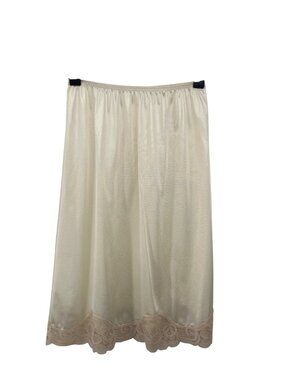 Vanity Fair Half Slip Cream Beige Lace Hem Womens S 24" Nylon Used USA
